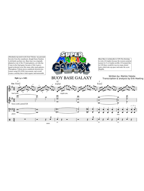 Super Mario Galaxy: "Buoy Base" - Mahito Yokota (Score Transcription & Analysis)