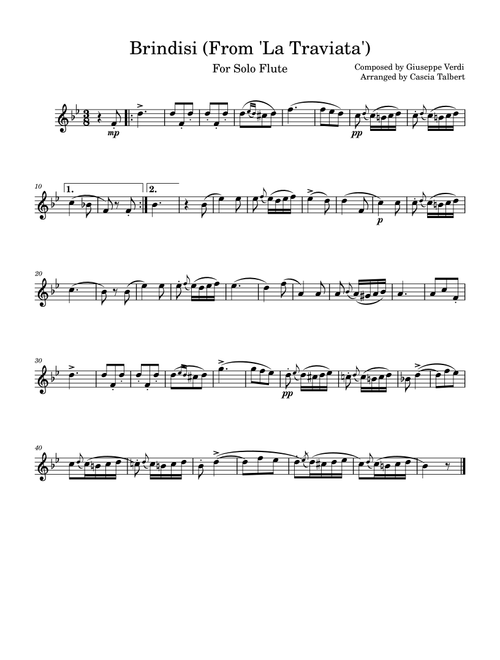 Brindisi (From 'La Traviata') (Arr. Cascia Talbert) - Giuseppe Verdi (Flute Solo)