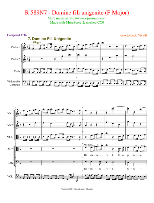 Domine fili uningenite, RV 589 – Antonio Vivaldi