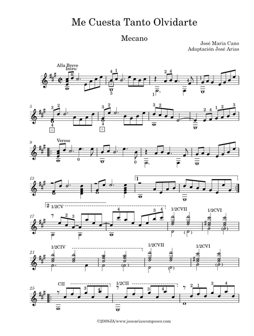 Me cuesta tanto olvidarte – Guitarra