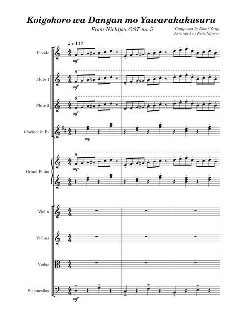 Koigokoro wa Dangan mo Yawarakakusuru – Nomi Yuuji - Arranged by Nick Nguyen