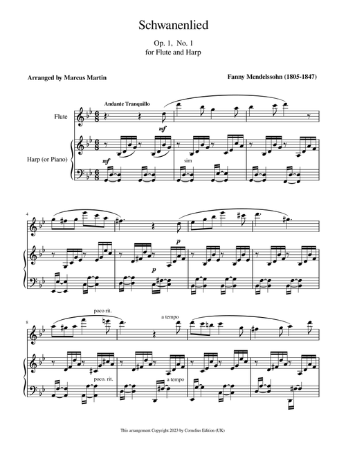 Schwanenlied (Swan Song) for Flute and Harp (or Piano) (Arr. Marcus Martin) - Eva Oertie (Flute and Piano)