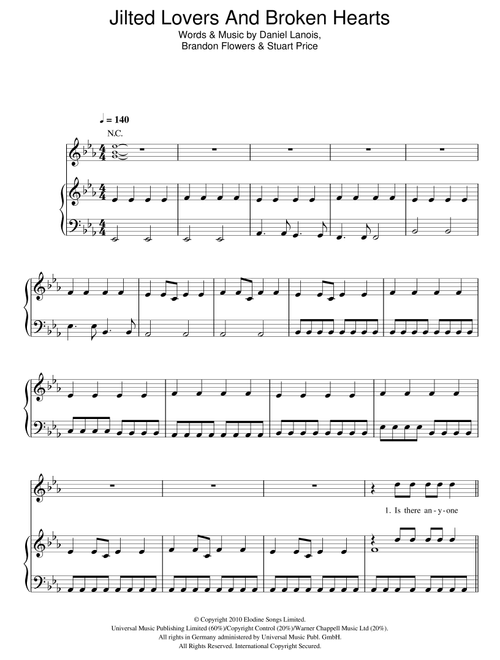 Jilted Lovers And Broken Hearts - Brandon Flowers (Piano-Vocal-Guitar (Piano Accompaniment))