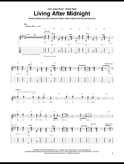 Living After Midnight - Judas Priest (Guitar Tab)
