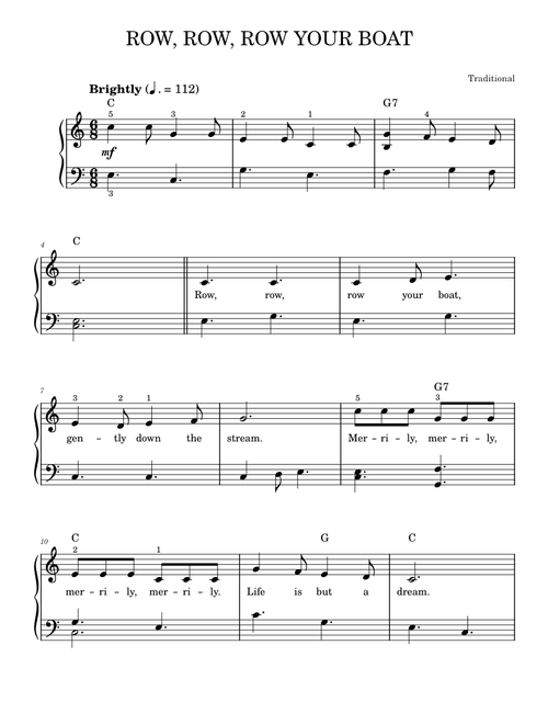 Row, Row, Row Your Boat - Traditional Caribbean (Easy Piano)