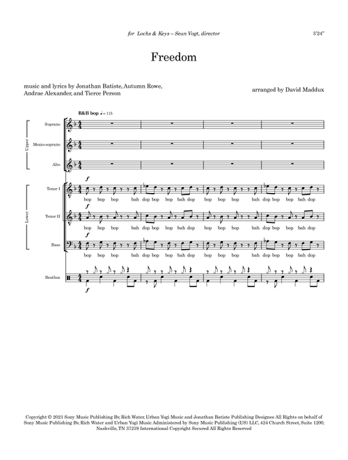 Freedom (Arr. David Maddux) - Jon Batiste (Choral, SATB divisi)