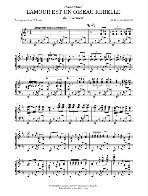 Habanera (Carmen) – Georges Bizet - "L'amour est un oiseau rebelle"