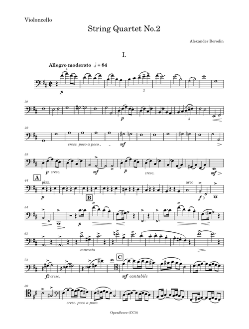 String Quartet No.2 – Aleksandr Borodin - Cello PART