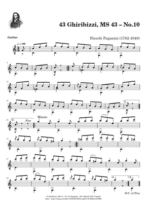 43 Ghiribizzi, MS 43 – No.33 – Niccolò Paganini Sheet Music for Guitar ...