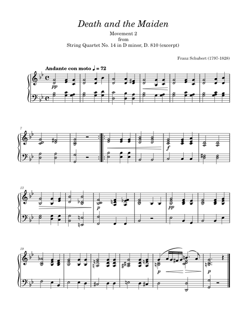 String Quartet In D Minor, D. 810 Death and The Maiden – Franz Schubert
