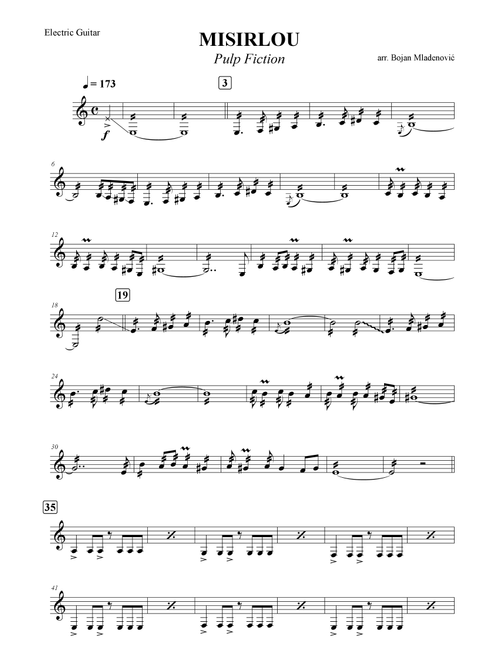 Misirlou (Opening Theme from "Pulp Fiction") - Lead Sheet - Solo Guitar Melody (Arr. Bojan Mladenović) - Folk song from the Eastern Mediterranean region (Lead Sheet - Fake Book)