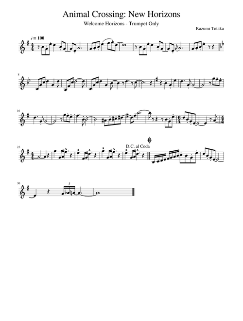 Animal Crossing Welcome Horizons for Trumpet