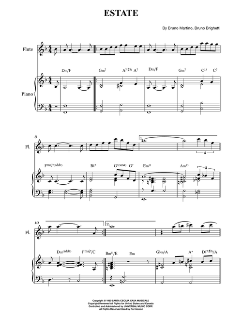 Estate (Arr. Karen Gueiros) - Bruno Martino (Flute and Piano)
