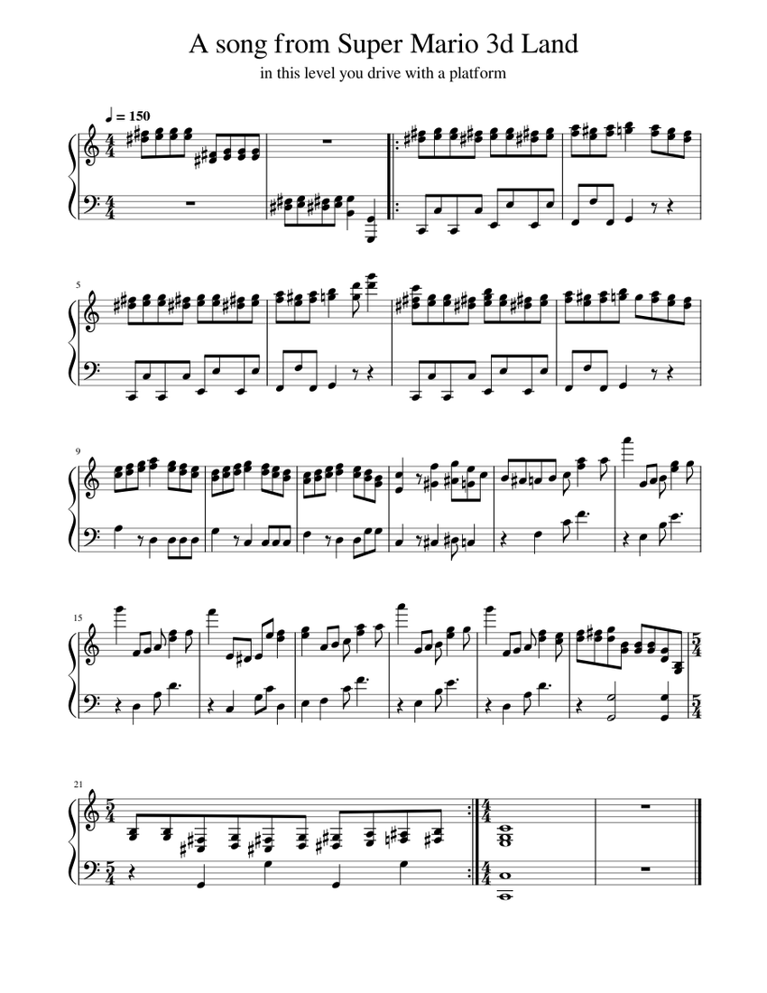 Reunión Docenas teléfono A song from Super Mario 3d Land Sheet music for Piano (Piano Duo) |  Musescore.com