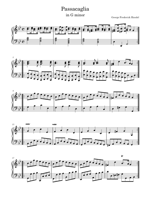 Handel's Passacaglia in G minor (retrograde and reversed)