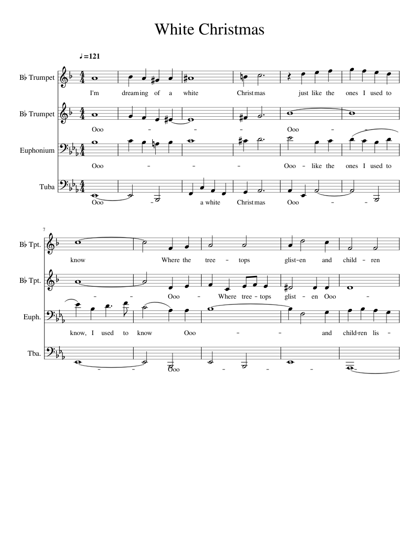 White Christmas v 1 Sheet Music for Euphonium, Tuba, Trumpet in b-flat ...
