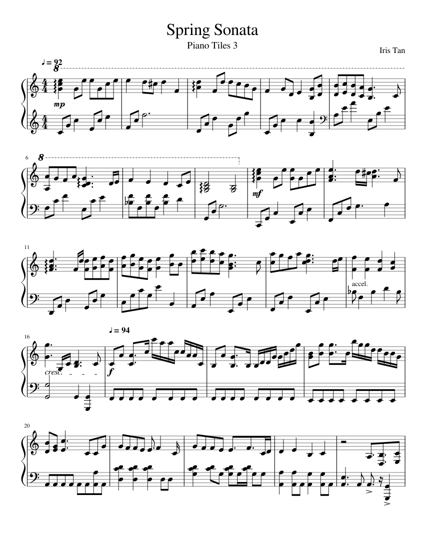 Spring Sonata (Piano Tiles 3) Sheet Music for Piano (Solo