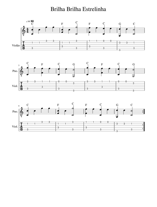 brilha brilha estrelinha -violão tablatura