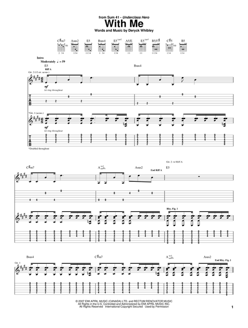 With Me - Sum 41 (Guitar Tab)