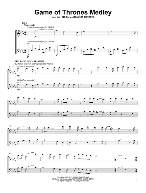 Game Of Thrones Medley - 2Cellos (Cello Duet)