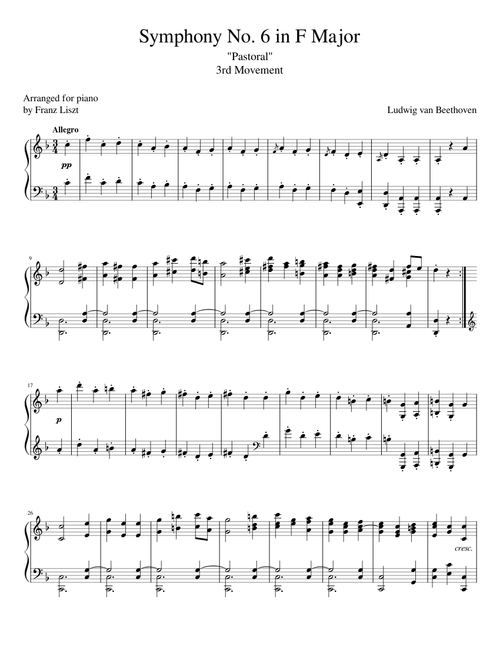 Beethoven Symphony No. 6 "Pastoral" (3rd movement) Piano solo