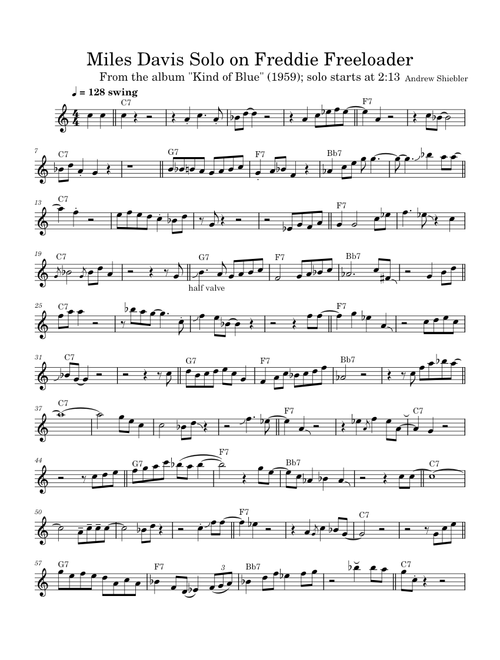 Freddie freeloader – Miles Davis Freddie Freeloader –Miles Davis' Solo on Freddie Freeloader