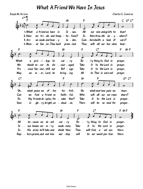 What A Friend We Have In Jesus (Lead sheet with lyrics )