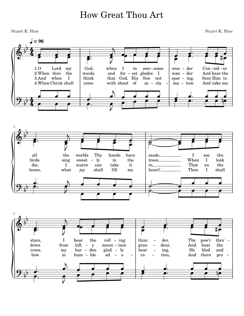 How Great Thou Art Sheet Music for Piano (SATB) easy | MuseScore.com