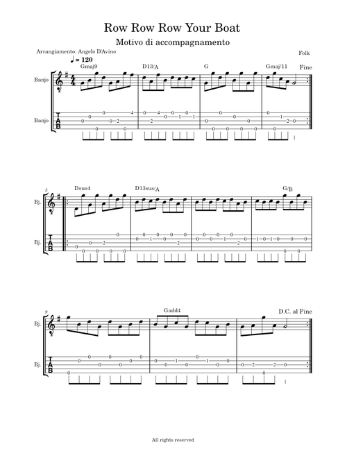Row, Row, Row Your Boat – England Folk Song (Motivo di accompagnamento)