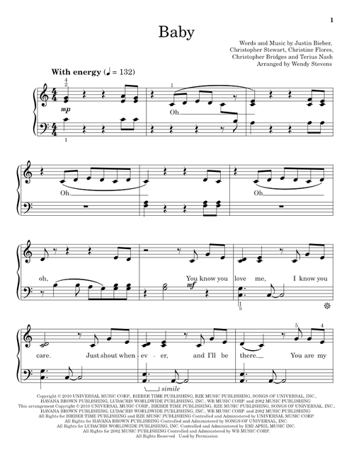 Baby (Arr. Wendy Stevens) - Justin Bieber featuring Ludacris, Hal Leonard Student Piano Library, Justin Bieber (Educational Piano)