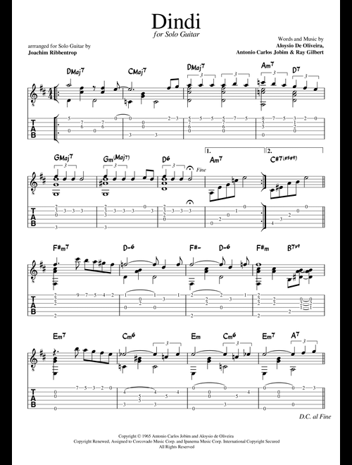 Dindi (Arr. Joachim Ribbentrop) - Antonio Carlos Jobim, Ray Gilbert, Aloysio De Oliveira (Solo Guitar)