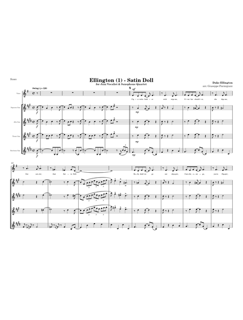 Ellington (1) - Satin Doll - for Jazz Vocalist & Saxophone Quartet