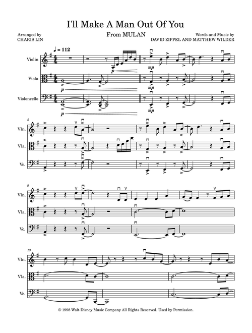 I'll Make A Man Out Of You (Arr. Charis Lin) - David Zippel, Matthew Wilder (String Ensemble)