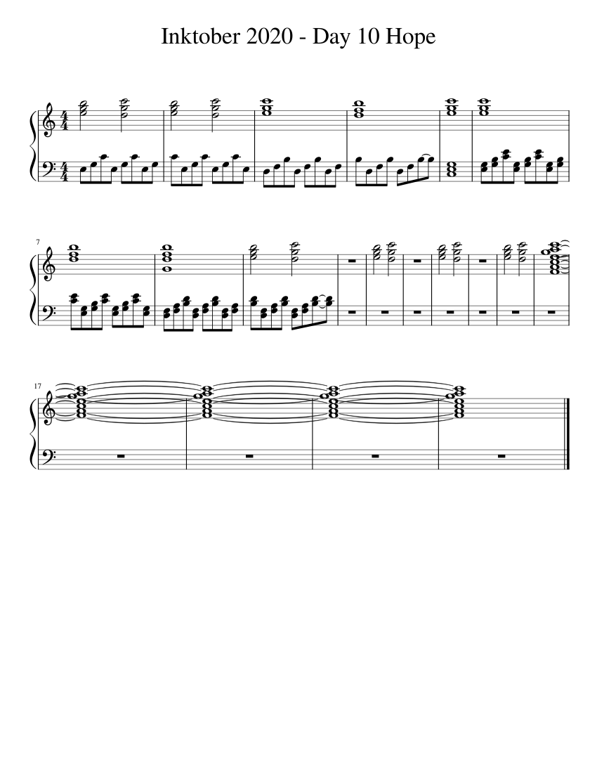 Hope Keyboard Notes Inktober 2020 - Day 10 Hope Sheet Music for Piano (Solo) Easy ...