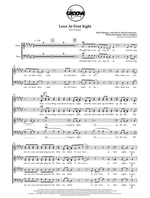 Love At First Sight (Arr. Molly Moran) - Kylie Minogue (Choral, SATB)