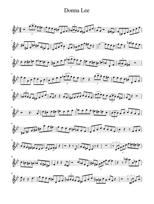 Charlie Parker- Donna Lee (Full Transcription for Bb instruments)