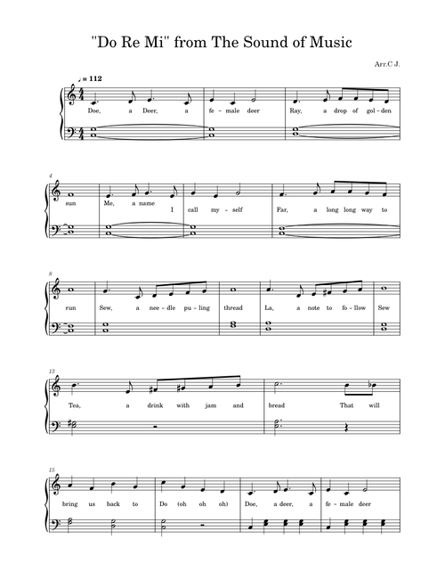 Do-Re-Mi (from The Sound of Music) – Rodgers & Hammerstein Piano solo with Lyric in C Major