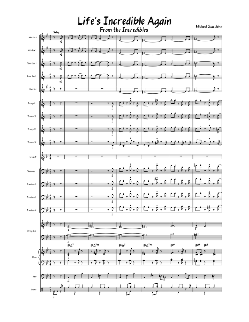 Life's Incredibles Again Sheet music for Piano, Trombone, Saxophone