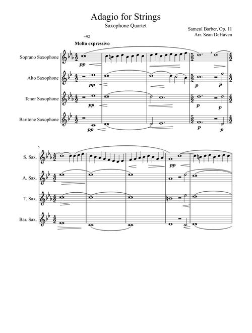 Adagio for Strings (satb sax. quartet)