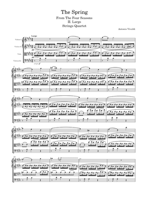 The Spring II. Largo Strings Quartet – Antonio Vivaldi