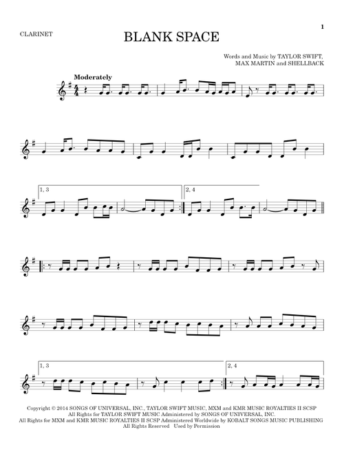 Blank Space - Taylor Swift (Clarinet Solo)