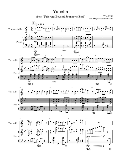 Yuusha - YOASOBI - Bb Trumpet