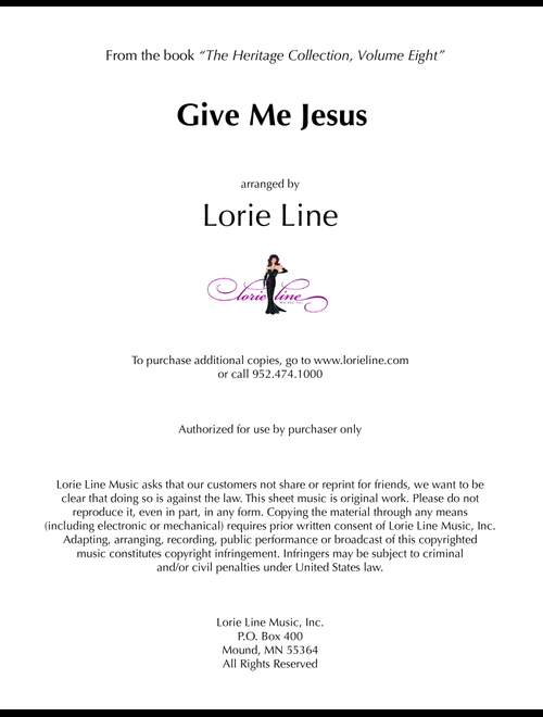 Give Me Jesus (Arr. Lorie Line) (Piano Solo)