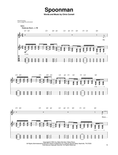 Spoonman - Soundgarden (Guitar Tab Play-Along)