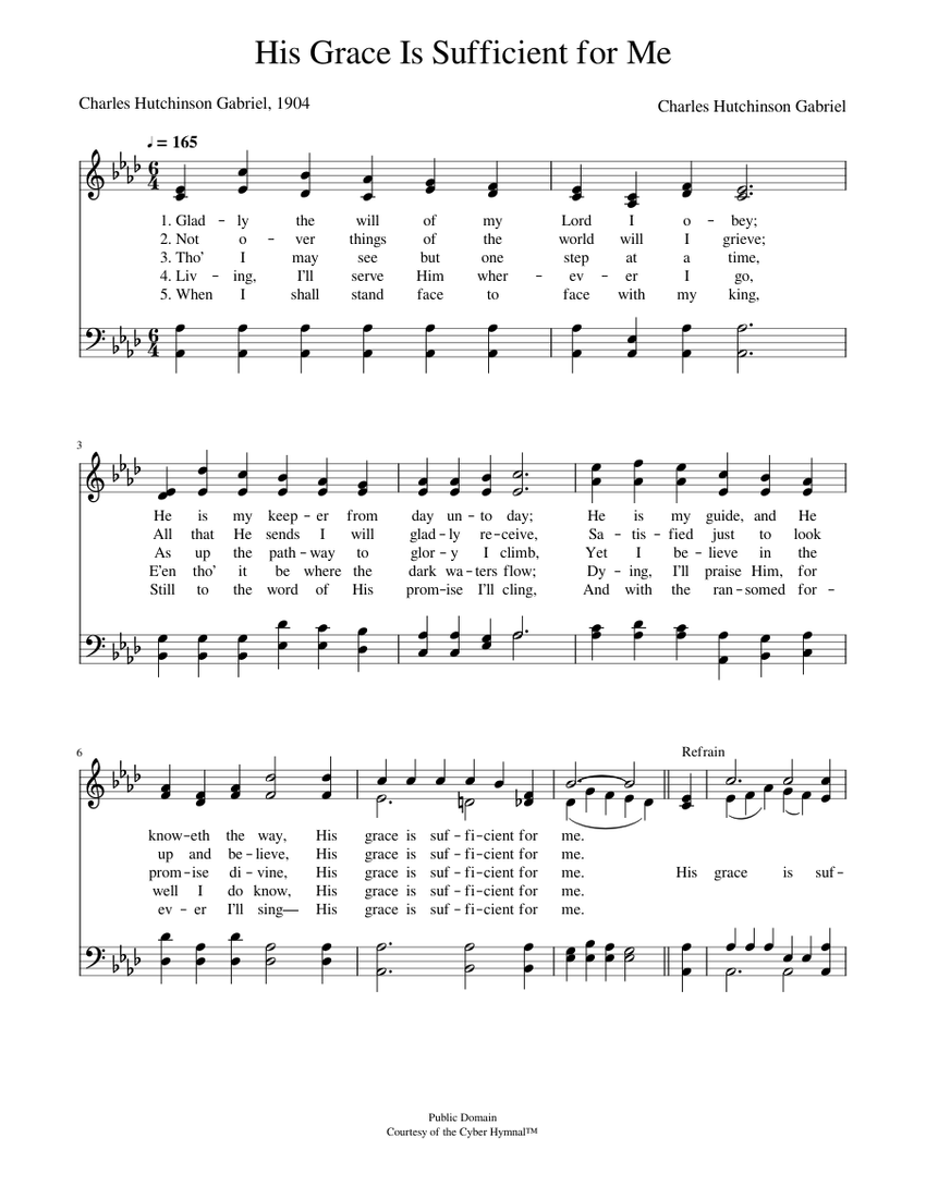 His Grace Is Sufficient For Me gabriel Charles H Gabriel Sheet his-grace-is-sufficient-for-me-gabriel-charles-h-gabriel-sheet