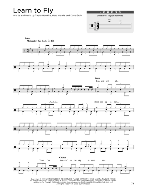 Learn To Fly - Foo Fighters (Drum Chart)