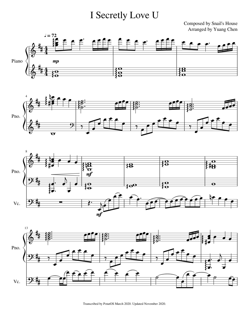 I'm Secretly In Love With You I Secretly Love U - piano tutorial