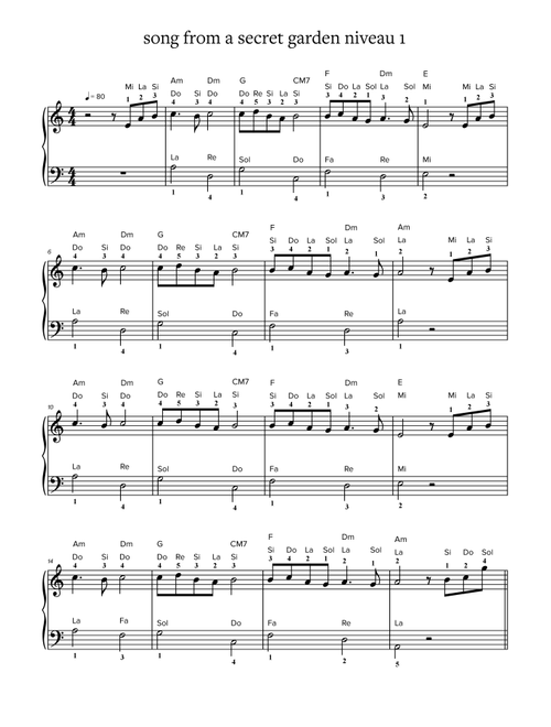 Song From A Secret Garden (Korean Version) (Arr. marc denouel) - Youngok Shin (Easy Piano)