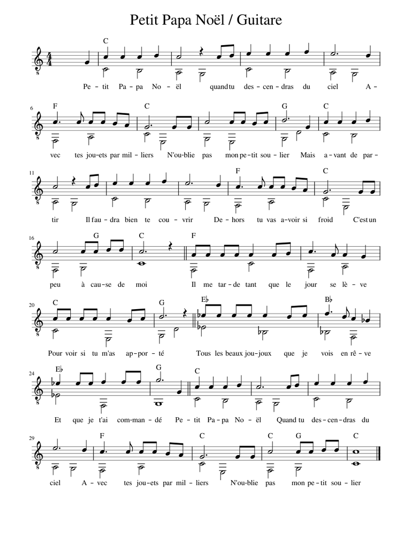 petit papa noel partition guitare