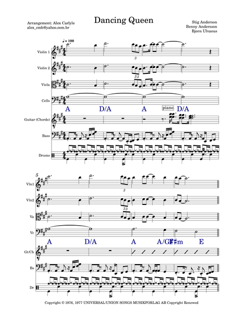 Dancing Queen (Arr. Alex Carlyle) - ABBA (Small Ensemble)